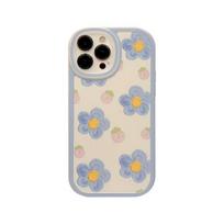 Mėlynas 3D gėlių dėklas, skirtas iPhone X Xr Xsmax 8 7 Plus 13 12 11 Pro Max Mini, mielas animacinis silikoninis minkštas galinis dangtelis for iphone XR