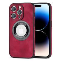 Prabangus zomšinis odinis objektyvo apsauginis magnetinis telefono dėklas, skirtas iPhone 14 Pro Max Plus 11 12 13, skirtas Magsafe belaidžiam įkrovimui For iPhone 13ProMax raudona