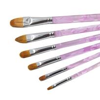 JOWOART purpurinio akrilo trumpų strypų mišrių plaukų guašo šepečių rinkinys rudų plaukų akvarelinis akrilas 6 vnt Artist aliejiniai dažymo šepečiai violetinė