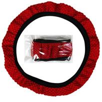 1Pc 37-39cm Steering Wheel Cover Wear-resistant Anti-skid Gear Cover Handbrake Cover Auto Parts raudona