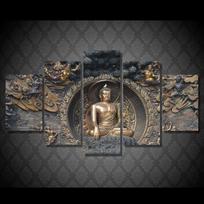 Modernus HD drobės sieninis meno plakatas namų dekoravimas gyvenamasis kambarys 5 skydų Budos paveikslo paveikslas Modulinis paveikslų rėmelis 20x35cm*2  20x45cm*2  20x55cm*1