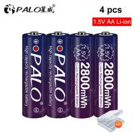PALO AA ličio jonų įkraunama baterija HR6 2800mWh 1,5V AA ličio jonų baterijos 2AAA baterija MP4 pelei 4pcs