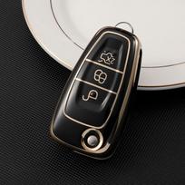 Aukštos kokybės automobilio raktų dangtelio dėklas, skirtas Ford Focus 2 3 MK3 ST RS Ecosport Kuga Escape Fiesta Fold C-Max S-Max Mondeo priedai juoda