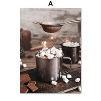 Christmas Snow Ball Deer Gingerbread Chocolate Fan Poster Wall Art Print Canvas Painting Nordic Living Room Decoration Picture 21X30cm No Frame