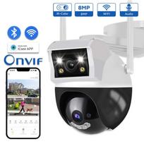 Outdoor Surveillance Wifi PTZ Camera 8MP Dual Screen 3.6mm+6mm IP CCTV H.265 Dual Lens Security Protection 8MP Camera with 128GB