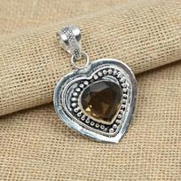 Solid 925 Sterling Silver Smoky Topaz Gemstone Jewelry Handmade Pendant 1.77 Inches ruda