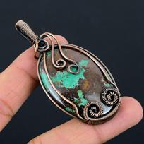 Azurite Gemstone Pure Copper Wire Wrapped Handmade Pendant Jewelry 2.87 Inches ruda