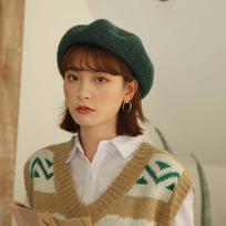 H3578 Beret Hat Women British Retro Simple Pure Color Autumn Winter Painter Cap Female Korean Casual Japanese Shopping Girl Caps 56-59cm žalia