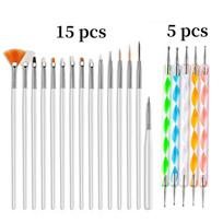 20 vnt. nagų dailės teptukų rinkinys akrilo, gelio, UV lakui, manikiūro įrankiai 20pcs balta
