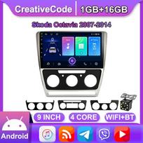 2 Din Android automobilinis radijas Carplay skirtas Skoda Octavia 2007-2014 automobiliniam daugialypės terpės vaizdo grotuvas Navigacija GPS WIFI Android 2 Din 2+32GB 1+16GB black