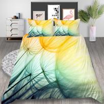 3D Dandelion Printed Bedding Single Double Bed Full Size Plant Pattern Pillowcase and Quilt Cover 2 or 3 Comfortable Home Decoration EU Single 135x200cm gray