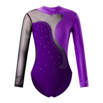 Vaikų mergaičių šokių treniruočių kostiumas ilgomis rankovėmis triko kombinezonas, skirtas gimnastikai, puošniam čiuožimui 5-6 Years
