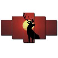 Sienos meno drobės tapyba Briedžio elnio gyvūnas 5 skydų plakatai ir spaudiniai Menas Abstrakčios nuotraukos gyvenamajam kambariui Modernus namų dekoravimas be rėmelio 20x35cm*2  20x45cm*2  20x55cm*1
