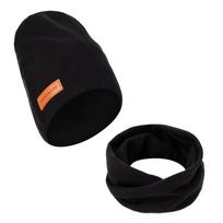 2vnt kūdikių vilnonių kepurių šaliko rinkinys Odinė etiketė Vaikams Beanie Kaklo šildytuvas Rudens Žiema Vaikiška kepurė mergaitėms berniukams Priedai 1-4Y juoda