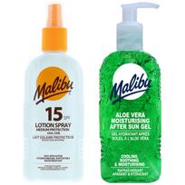 Malibu spf15 waterproof spray 200ml + aloe gel after tanning 200ml