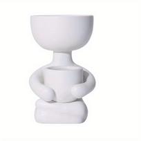 1 pc Succulent Plant Pot, Cute Ceramic Flower Pot For Plant Decoration Sit on White peas
