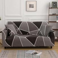 Geometrinis languotas sofos užvalkalas, užtempiami sofos užvalkalai svetainei, elastingas sofos krėslo užvalkalas, sofos rankšluostis 1-seater 90-140cm gray