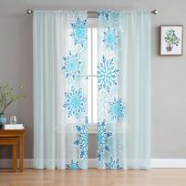 Kalėdinės Snaigės Permatomos Užuolaidos Vaikams Miegamasis Svetainė Voile Užuolaidos Kalėdinės Virtuvės Tiulio užuolaidos 135W x 114H(cm) white