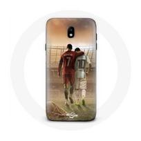 Dėklas - Maniacase - Samsung Galaxy J7 2017 - Juodas - Lankstus - Cristiano Ronaldo Messi GOAT juoda