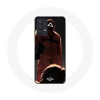 Coque pour Samsung Galaxy A32 5G Squid Game Soldat Rouge avec Masque Triangle raudona