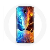 Coque Samsung Galaxy J3 2017 Loup de Glace et loup de feu