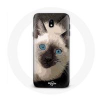Coque pour samsung galaxy J5 2017 Chat Siamois Noir et blanc aux Yeux Bleus