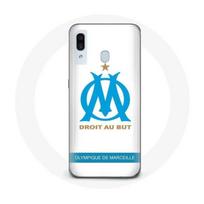 Coque pour Samsung Galaxy A40 Olympique de Marseille Logo Fond Blanc