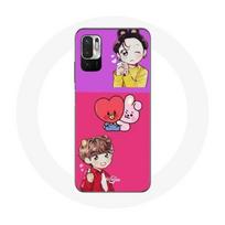 Coque pour Xiaomi Redmi Note 10 5G BTS BT21 Cooky Et Tata Bangtan V Et Jungkook Fanart