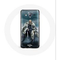 Coque pour Samsung Galaxy j7 2016 Vikings Série Saison 6 Ragnar Lothbrok logo V Epée Gris Fond Broui