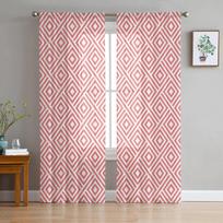 Paprastų geometrinių raštų tiulio užuolaidos svetainei, virtuvei, miegamajam, permatomas tiulis kavinei, viešbučiui, modernus namų dekoras 135W x 114H(cm) white
