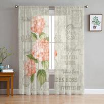 Raudonos gėlės dizaino tiulis permatomos langų užuolaidos svetainei miegamasis Šiuolaikinės šifono Voile organza užuolaidos dekoro užuolaidos 135W x 114H(cm) white
