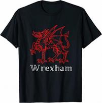 Wrexham Velsas Retro Vintage Raudonojo Drakono Vėliava Velsas Unisex Marškinėliai S