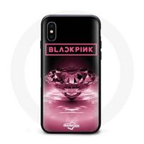 Dėklas iPhone XS Max - Maniacase - Blackpink logotipas - Su deimantukais - Kpop - Juodas/Rožinis juoda