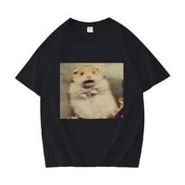 Funny Scared Hamster Meme Graphic T-Shirt Unisex Women O-Neck Fashion Short Sleeve T Shirt Retro Clothing Oversized Cotton T-shirts L