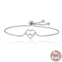 Sidabrinis S925 pagrindinis apyrankė moterims EKG rašto individualizuotas sidabrinis grandinėlės apyrankė 21.3 white