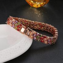 Madinga ir elegantiška apyrankė, cirkonio pilna deimantinė nuotakos vakarinė suknelė plataus leidimo apyrankė, rožinio aukso mergina Adjustable size rožinio aukso spalvos