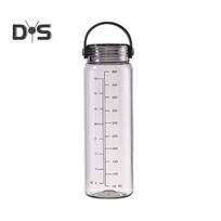 500ML Vandens buteliukas su gradacija Nešiojama rankena Didelė talpa Sandarus Vyrams Moterims Kelionėms Sporto salėi Treniruotėms Sportas Skaidrus Gėrimo patogus puodelis 500ML balta