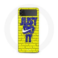 Case - Samsung - Galaxy Z Flip4 - Just Do It Logo - Blue and Yellow Color - Soft geltona