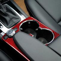 Red Carbon Fiber Central Console Armrest Water Cup Holder Frame Cover Decoration Suitable for Mercedes-Mercedes Benz C Level W204 C180 C200 C250