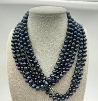 7-8mm TAHITIAN BLACK PEARL NECKLACE 100 INCH gray
