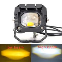 Naujas dviejų spalvų mažas plieninis pabūklas motociklo LED prožektorius vandeniui atsparus priekinis žibintas aukštos ir žemos šviesos 12-80V sunkvežimio automobilio universalus black