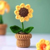„Pasidaryk pats“ rankomis austos mini vazoninės rožės Biuro Dekoratyviniai vazoniniai augalai Vilnoniai siūlai Gatavas produktas Namų apdaila A yellow