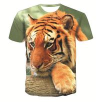3D Tiger Lion T Shirt Man 3D Printing Tees Fashion O Neck T Shirts Clothing Men Casual Short Sleeve T Shirts Summer Top S beige