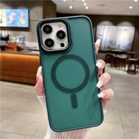 For iPhone 14 Pro Max Luxury Magsafe Magnetic Transparent Matte Frame Phone Case For iPhone 12 13 14 Plus Lens Protective Cover For iPhone 14 Plus blue