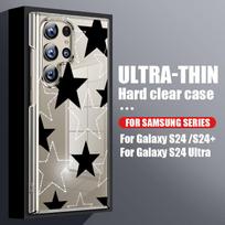 Spalvotas Žvaigždžių Rašto Telefono Dėklas Samsung S24 S23 Ultra S22 Plus S21 S20 FE A55 A54 A53 A52 A34 A14 A13 Smūgiams Atsparus Skaidrus Blizgus Minkštas Silikoninis Dėklas Samsung S24 juoda