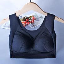 Summer Thin Sexy Lace No Rims Bra Side Breast Beauty Vest Sleeping Underwear Large Size 46/105C juoda