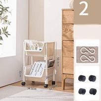 Snack Storage Rack Dormitory Storage Device Bedside Cosmetic Sundries Storage Rack Bedroom Household Accessories Mobile Cart 2 Layer beige
