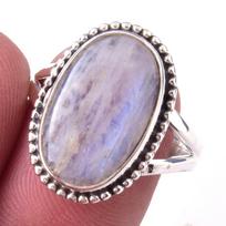 Natural Rainbow Moon Stone Gemstone Handmade 925 Sterling Silver Ring S.8 f3D02 gray