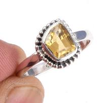 Natural Citrine Gemstone Handmade 925 Solid Sterling Silver Ring Size 7 c3k31 beige