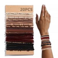 20pcs/set fashion Bohemia hair rubber bands for women elastic Boho  hair tie Bracelet black hairbands Head Rope accessories brown